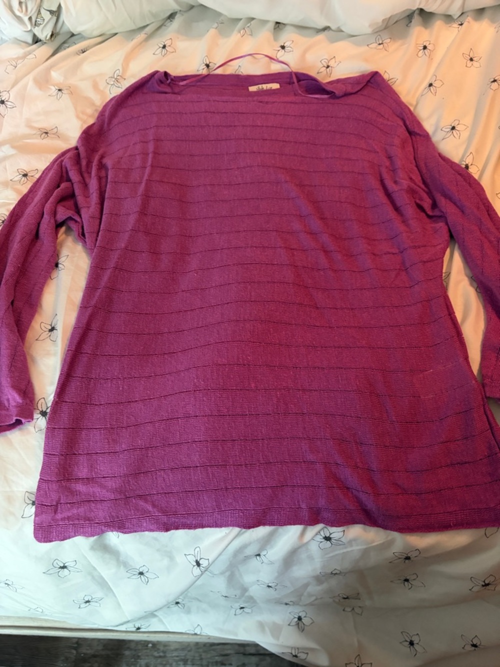 Style & Co. Purple Ribbed Knit‎ Long-Sleeve Top